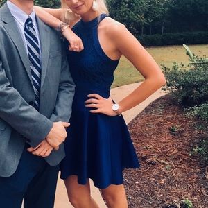 Navy laced cocktail dress